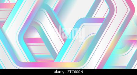 Holographic hexagons geometric abstract tech background. Vector art colorful design Stock Vector