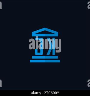 JK initial logo monogram with simple courthouse building icon design ideas Stock Vector