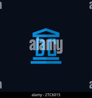 DC initial logo monogram with simple courthouse building icon design ideas Stock Vector
