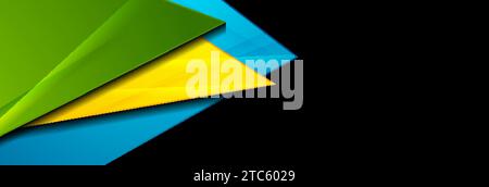 Colorful shiny glossy triangles abstract geometry background. Technology vector banner design Stock Vector