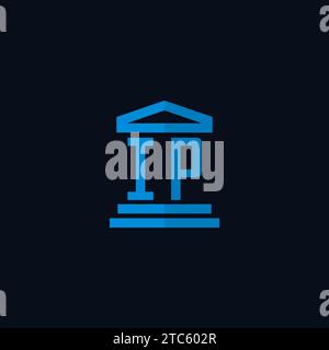 IP initial logo monogram with simple courthouse building icon design ideas Stock Vector