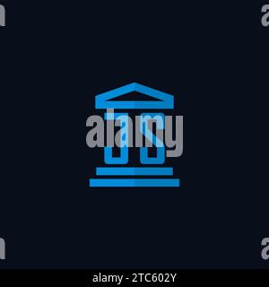 JS initial logo monogram with simple courthouse building icon design ideas Stock Vector