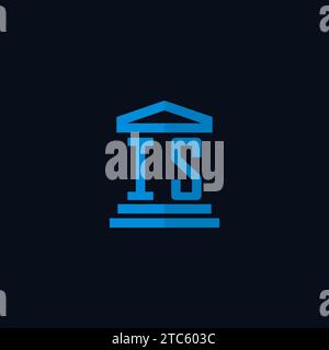 IS initial logo monogram with simple courthouse building icon design ideas Stock Vector