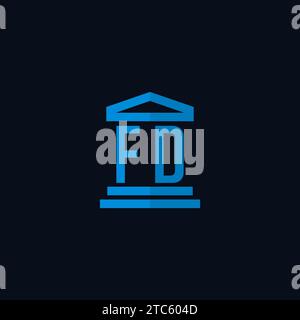 FD initial logo monogram with simple courthouse building icon design ideas Stock Vector