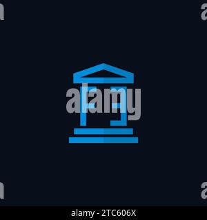 FE initial logo monogram with simple courthouse building icon design ideas Stock Vector