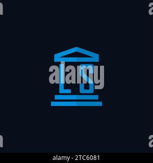 LS initial logo monogram with simple courthouse building icon design ideas Stock Vector