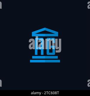 AG initial logo monogram with simple courthouse building icon design ideas Stock Vector