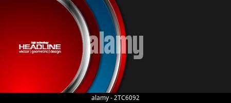 Abstract geometric tech backgroud with silver metallic circles. Vector design Stock Vector