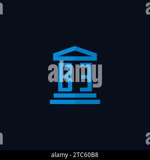 BE initial logo monogram with simple courthouse building icon design ideas Stock Vector