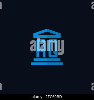 AQ initial logo monogram with simple courthouse building icon design ideas Stock Vector