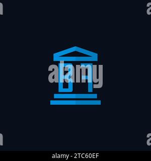BF initial logo monogram with simple courthouse building icon design ideas Stock Vector