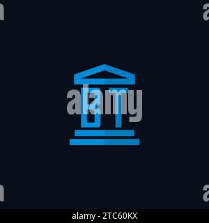 BT initial logo monogram with simple courthouse building icon design ideas Stock Vector