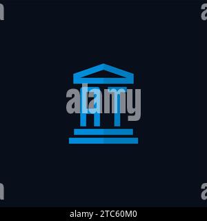 AT initial logo monogram with simple courthouse building icon design ideas Stock Vector