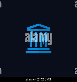 HM initial logo monogram with simple courthouse building icon design ideas Stock Vector
