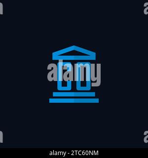 CO initial logo monogram with simple courthouse building icon design ideas Stock Vector