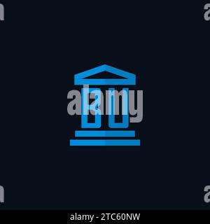 BU initial logo monogram with simple courthouse building icon design ideas Stock Vector