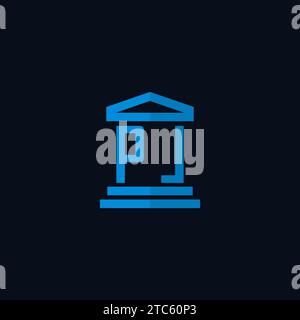 PL initial logo monogram with simple courthouse building icon design ideas Stock Vector