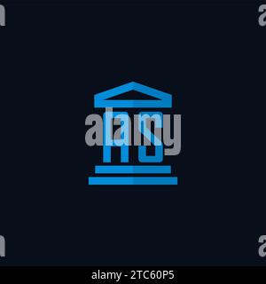AS initial logo monogram with simple courthouse building icon design ideas Stock Vector