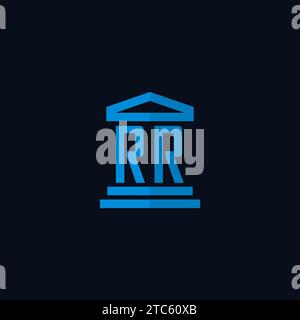 RR initial logo monogram with simple courthouse building icon design ideas Stock Vector