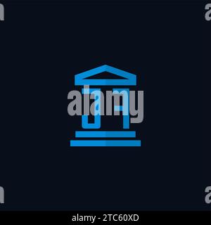 JF initial logo monogram with simple courthouse building icon design ideas Stock Vector