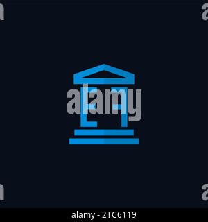 EF initial logo monogram with simple courthouse building icon design ideas Stock Vector