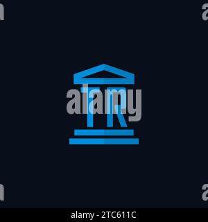 TR initial logo monogram with simple courthouse building icon design ideas Stock Vector