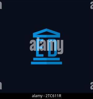 ED initial logo monogram with simple courthouse building icon design ideas Stock Vector