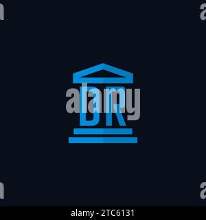 DR initial logo monogram with simple courthouse building icon design ideas Stock Vector