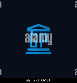 GP initial logo monogram with simple courthouse building icon design ideas Stock Vector