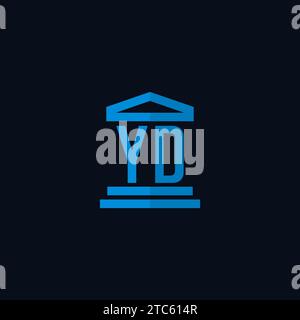 YD initial logo monogram with simple courthouse building icon design ideas Stock Vector