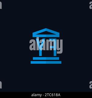 YF initial logo monogram with simple courthouse building icon design ideas Stock Vector