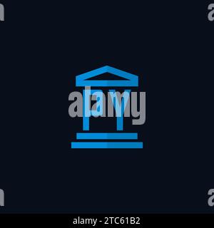 PY initial logo monogram with simple courthouse building icon design ideas Stock Vector