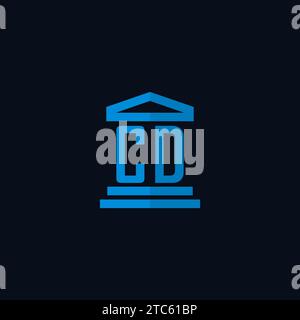 CD initial logo monogram with simple courthouse building icon design ideas Stock Vector