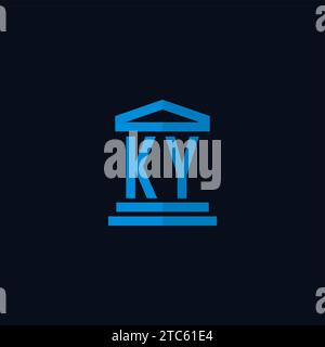 KY initial logo monogram with simple courthouse building icon design ideas Stock Vector