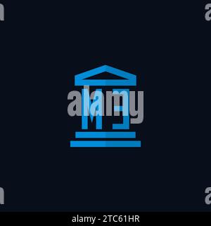 ME initial logo monogram with simple courthouse building icon design ideas Stock Vector