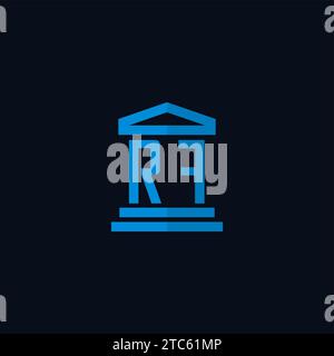 RF initial logo monogram with simple courthouse building icon design ideas Stock Vector