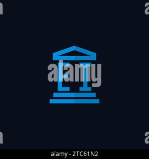 EI initial logo monogram with simple courthouse building icon design ideas Stock Vector