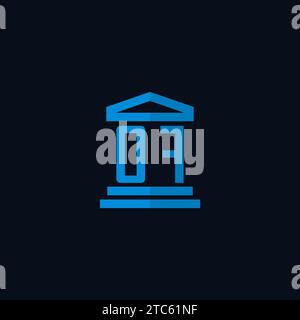 OF initial logo monogram with simple courthouse building icon design ideas Stock Vector