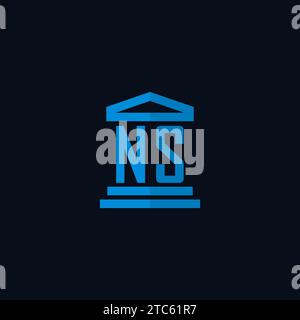 NS initial logo monogram with simple courthouse building icon design ideas Stock Vector