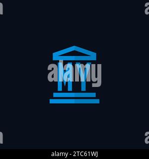 MY initial logo monogram with simple courthouse building icon design ideas Stock Vector