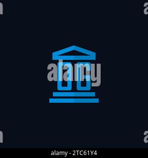 OG initial logo monogram with simple courthouse building icon design ideas Stock Vector