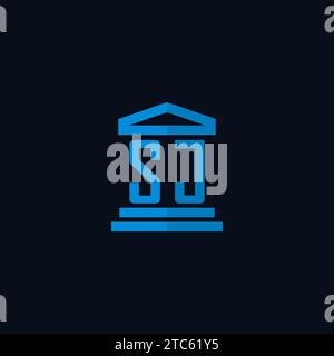 SJ initial logo monogram with simple courthouse building icon design ideas Stock Vector