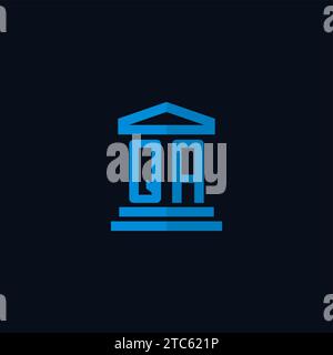 QA initial logo monogram with simple courthouse building icon design ideas Stock Vector