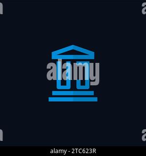 UJ initial logo monogram with simple courthouse building icon design ideas Stock Vector
