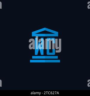 WC initial logo monogram with simple courthouse building icon design ideas Stock Vector