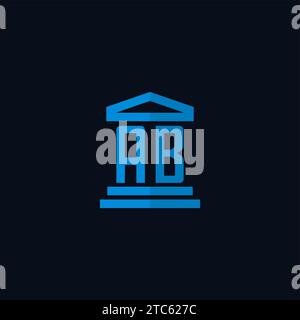 AB initial logo monogram with simple courthouse building icon design ideas Stock Vector