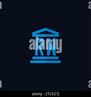 RW initial logo monogram with simple courthouse building icon design ideas Stock Vector