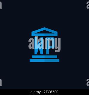 WP initial logo monogram with simple courthouse building icon design ideas Stock Vector