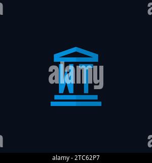 WT initial logo monogram with simple courthouse building icon design ideas Stock Vector