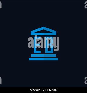 EB initial logo monogram with simple courthouse building icon design ideas Stock Vector
